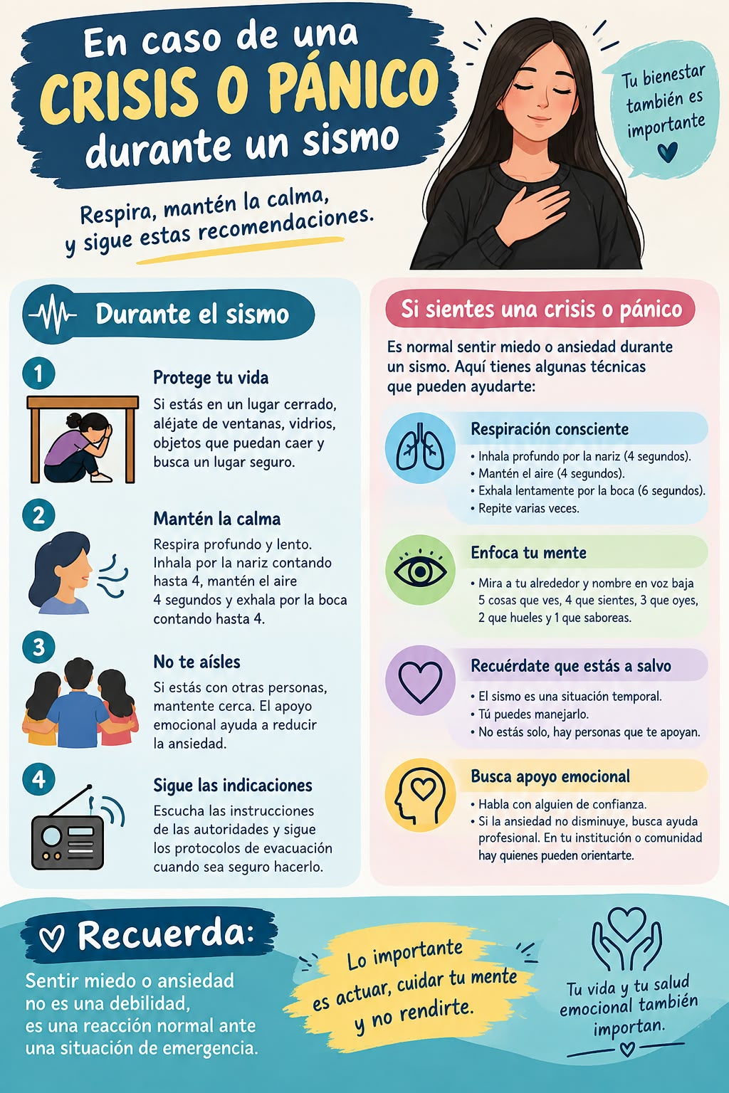 La Institución Educativa Doce de Octubre promueve una cultura de prevención, autocuidado y bienestar emocional, brindando a nuestra comunidad educativa herramientas para actuar con responsabilidad y serenidad ante situaciones de emergencia.